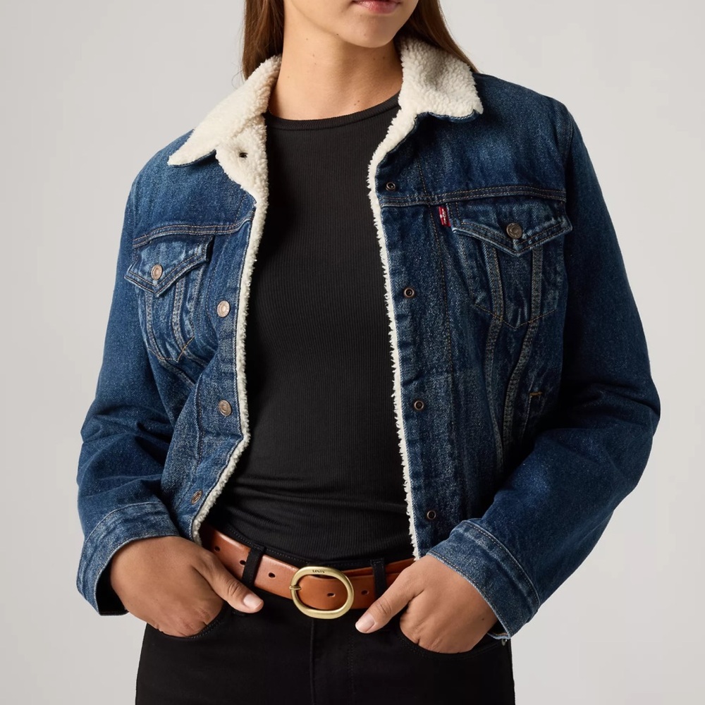 Levi's Women's Dark Blue Sherpa-Lined Denim Jacket